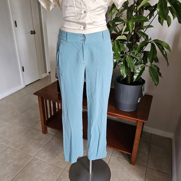 Tommy Bahama vintage silk blue chic soft tropical straight leg pants Size 4 - Picture 2 of 8